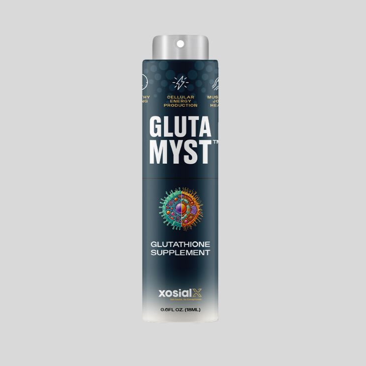 Xosial Gluta Myst glutathione oral mist bottle.